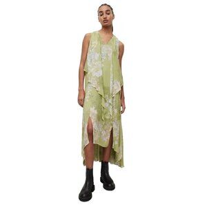 All Saints Womens Capri Venetian Ethereal Fairy Floral Midi Dress‎ Green US 6